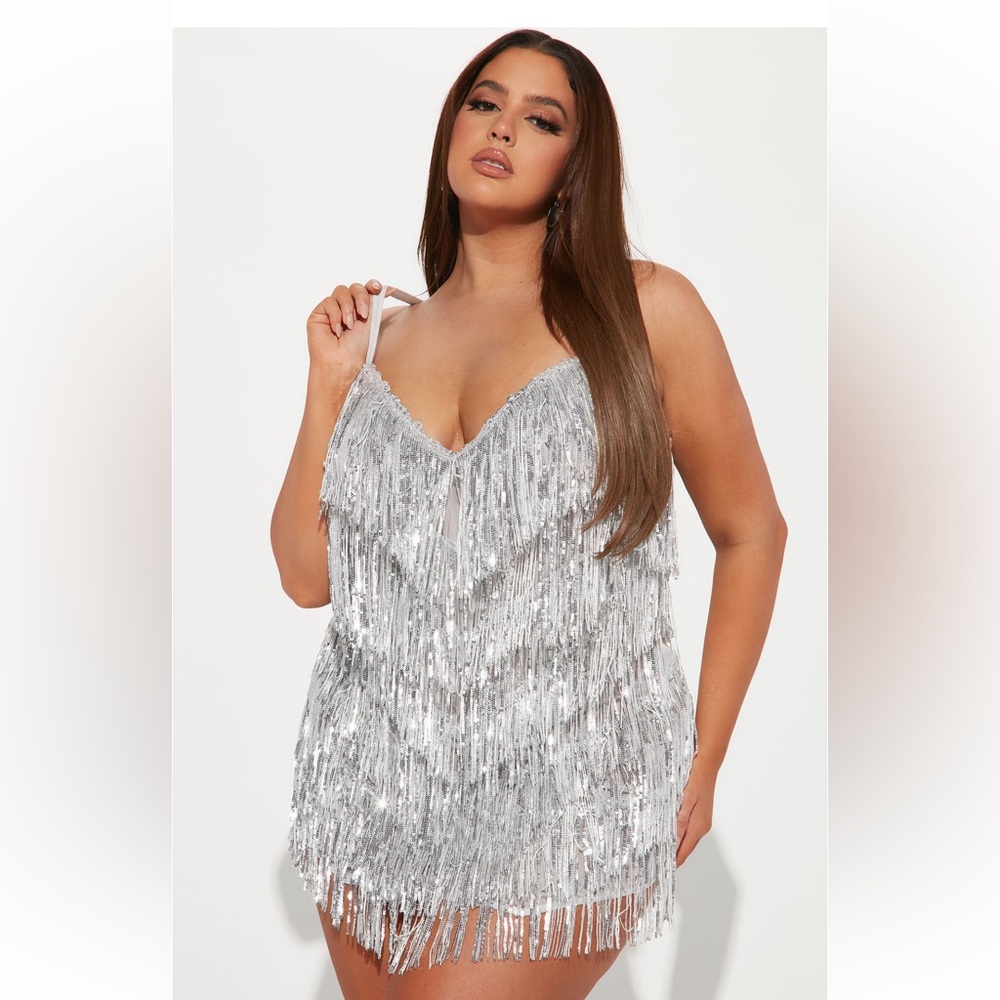 Sequin Fringe Mini Dress